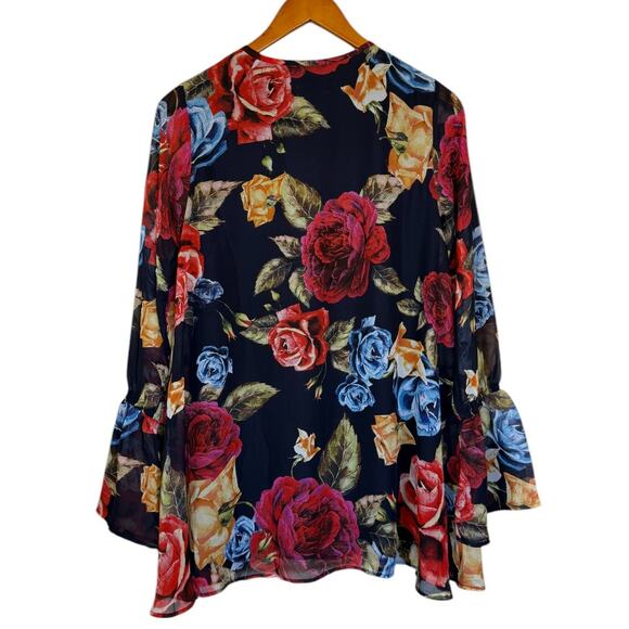 Show Me Your Mumu Top Women XS Black Perveen Pirate Floral Office Work Preppy‎ - Picture 5 of 8